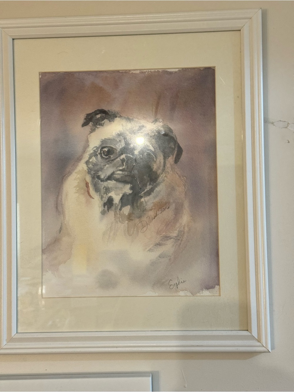 Pug Watercolor Wall Art Print - Neutral Tones